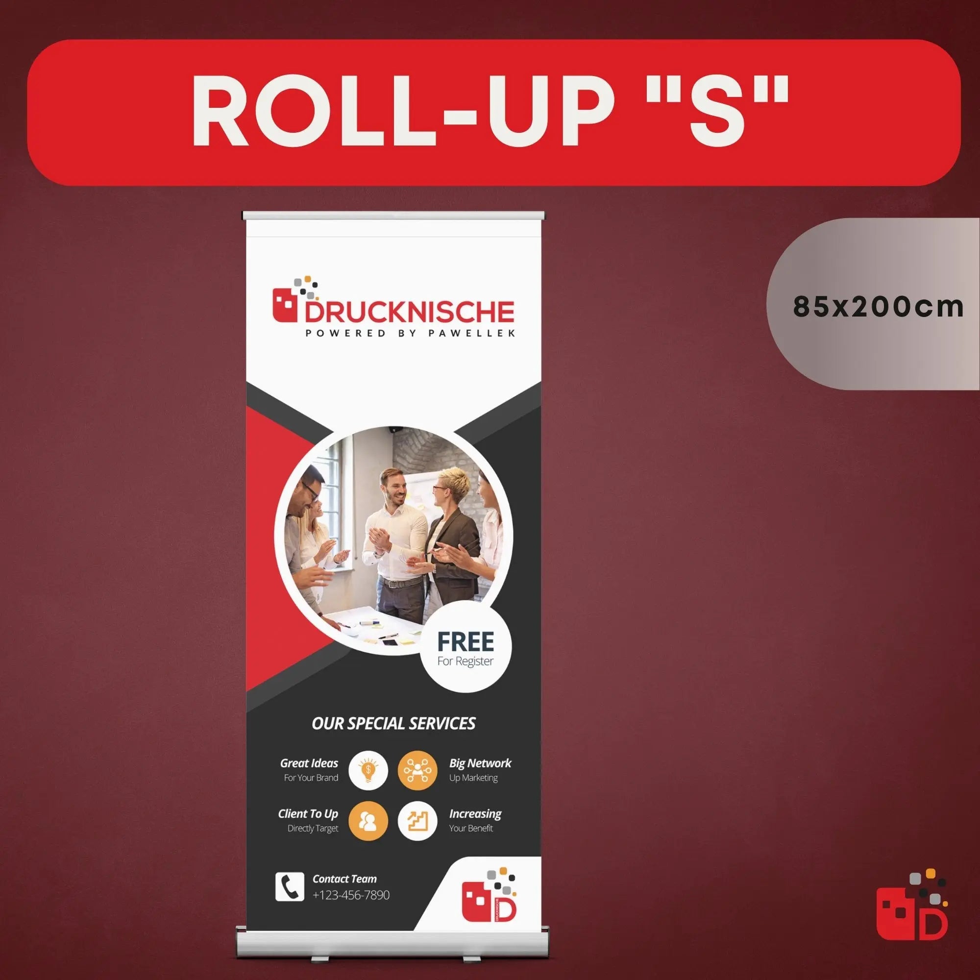 Rollup-System "S" 85 x 200 cm - Drucknische - Ihr spezialisierter Druckshop